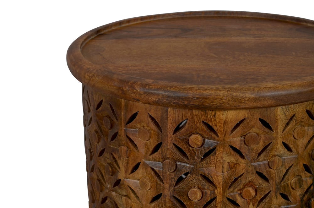 Jofran - Decker Small Distressed Hardwood Global Drum End Table in Mango - 1730-1716MGO view 6