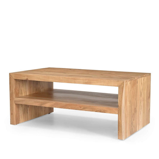 Jofran - Dev Modern 44 Inch Mitered Angle Solid Wood Coffee Table with Storage Shelf - 2346-1 view 2