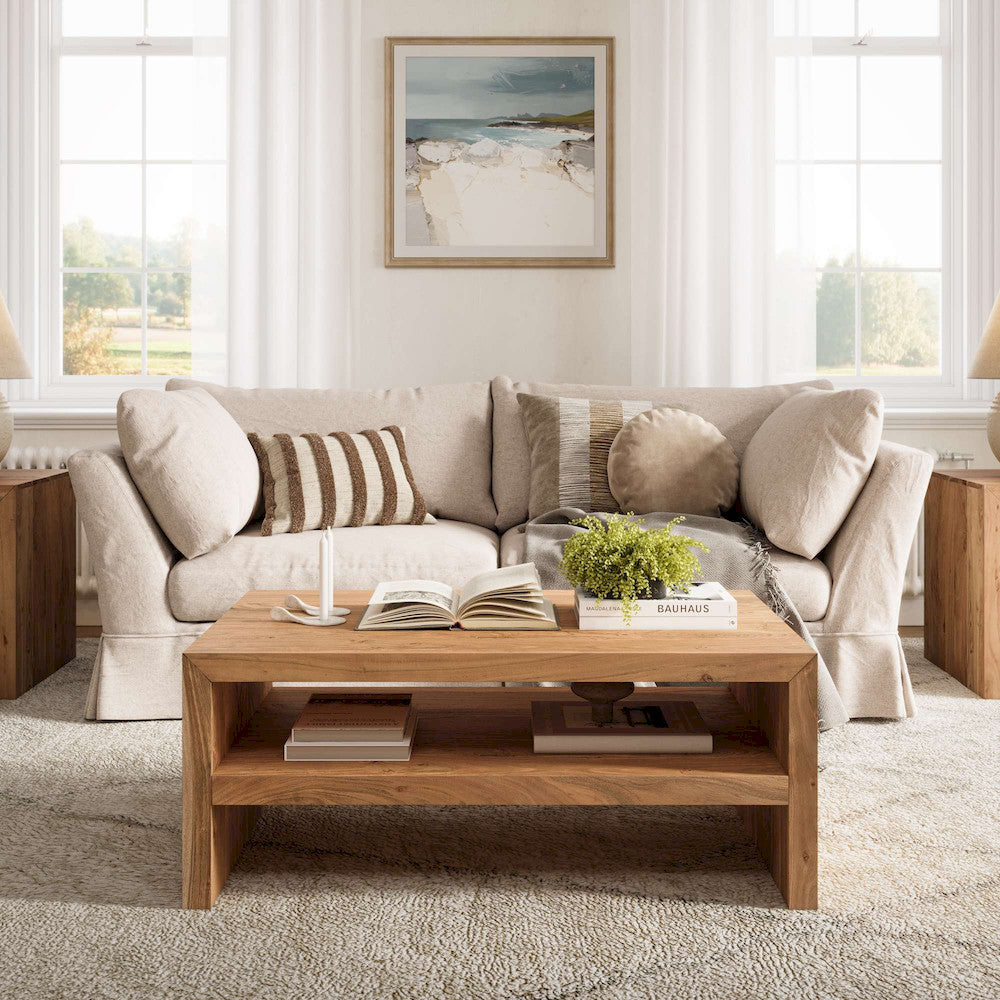 Jofran - Dev Modern 44 Inch Mitered Angle Solid Wood Coffee Table with Storage Shelf - 2346-1 view 10