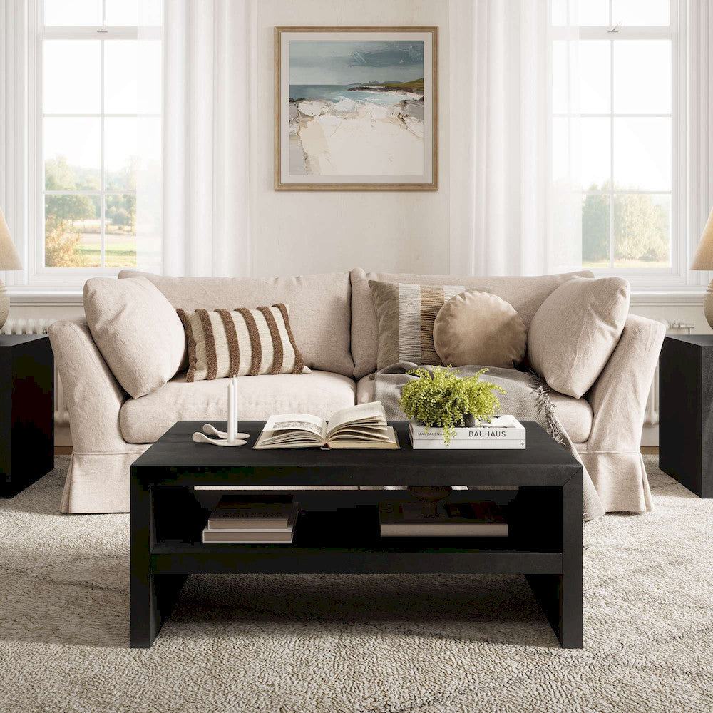 Jofran - Dev Modern 44 Inch Mitered Angle Solid Wood Coffee Table with Storage Shelf - 2347-1 view 10