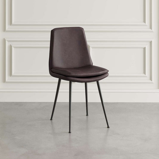 Jofran - Draper Mid-Century Modern Upholstered Faux Leather Dining Chair (Set of 4) Dark Brown - 2201EC-DRAPERCHAIR view 2