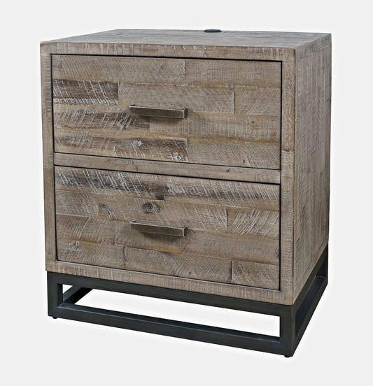 Jofran - East Hampton Modern Coastal 25in Distressed Acacia Nightstand with USB Charging, Grey Wash - 2260-90 view 2