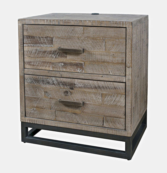 Jofran - East Hampton Modern Coastal 25in Distressed Acacia Nightstand with USB Charging, Grey Wash - 2260-90 view 2