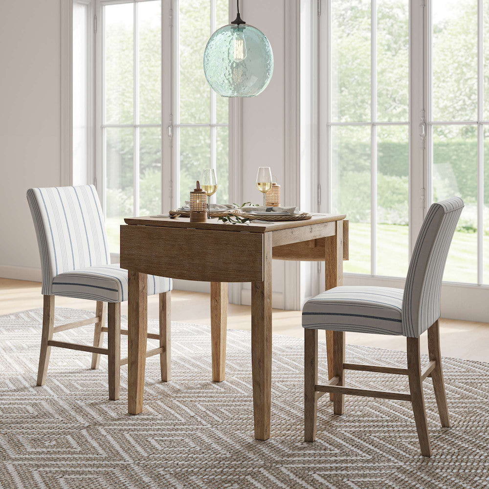 Jofran - Eastern Tides Coastal Wire-Brushed Acacia Upholstered Parsons Barstool (Set of 2) Blue Stripe - 2148-BS400KD view 11