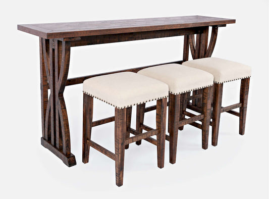 Jofran - Fairview Counter Height Sofa Table Set with Three Stools - Oak - 1931-74 view 2