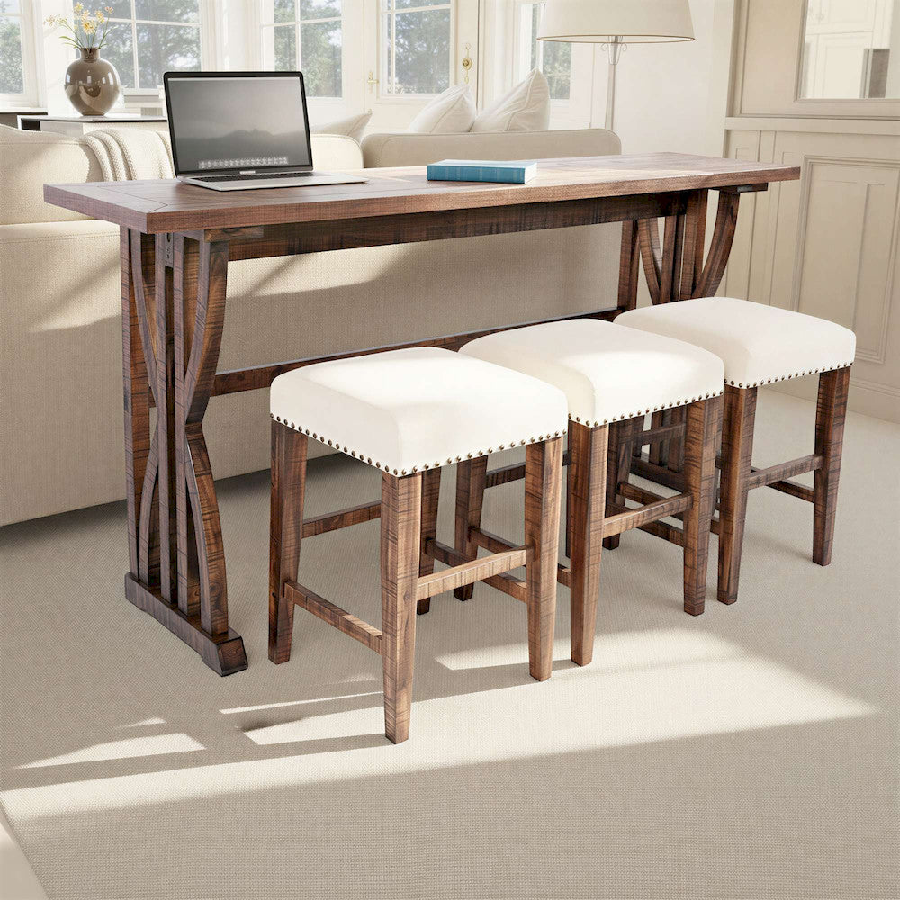 Jofran - Fairview Counter Height Sofa Table Set with Three Stools - Oak - 1931-74 view 7