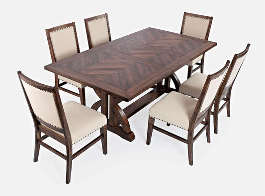 Jofran - Fairview Mid-Century Distressed 78in Seven-Piece Upholstered Dining Set - 1931-78D-7 view 2