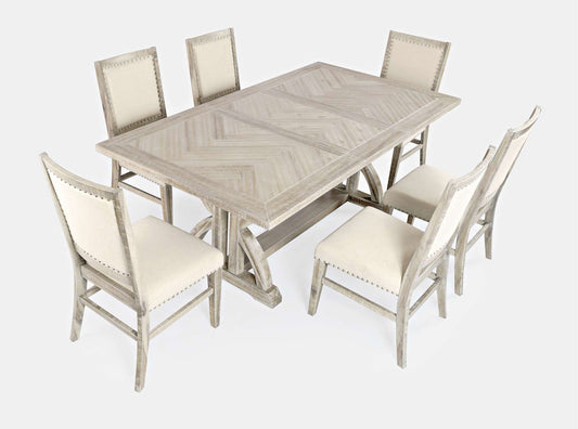Jofran - Fairview Mid-Century Distressed 78in Seven-Piece Upholstered Dining Set - 1933-78D-7 view 2