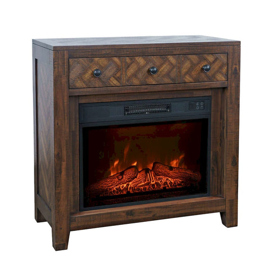 Jofran - Fairview Modern Transitional 32in Chevron Electric Fireplace Console TV Stand in Oak - 1932-FP32 view 2