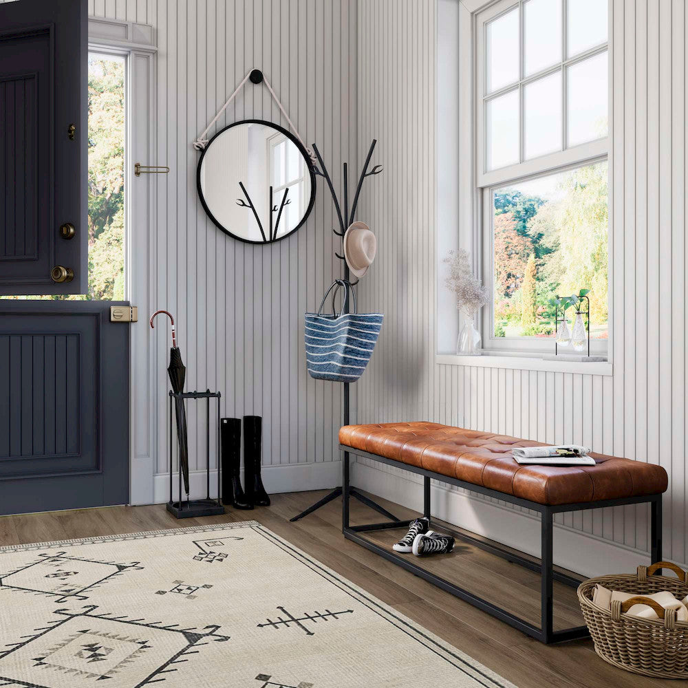 Jofran - Global Archive 50in Genuine Distressed Leather Mid-Century Modern Ottoman Bench - 21-7650 view 7