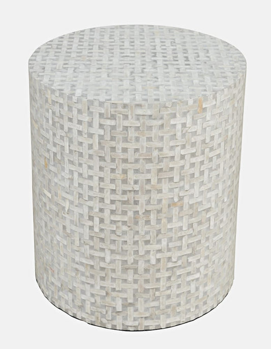 Jofran - Global Archive Small Terrazzo Capiz Shell Accent Table - Grey Basketweave - 1730-2814GBK view 2