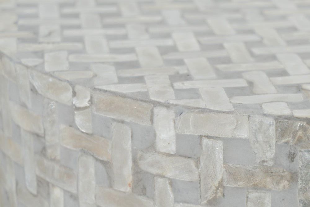 Jofran - Global Archive Small Terrazzo Capiz Shell Accent Table - Grey Basketweave - 1730-2814GBK view 4