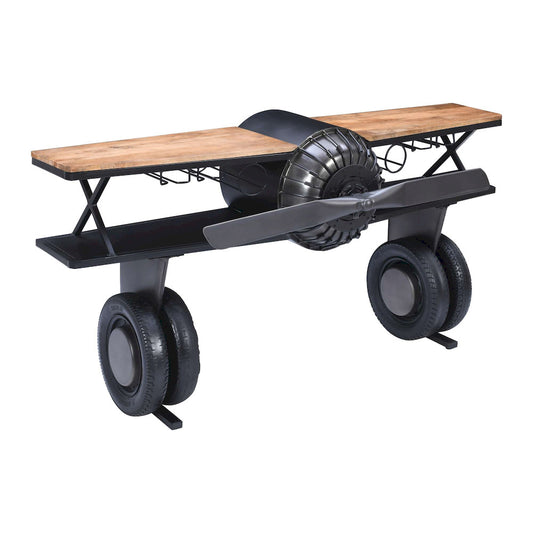 Jofran - Glory Days Maverick 72in Airplane Bar Aviator Lounge Console Table with Reclaimed Hardware and Storage - 2323-MAVERICK view 2