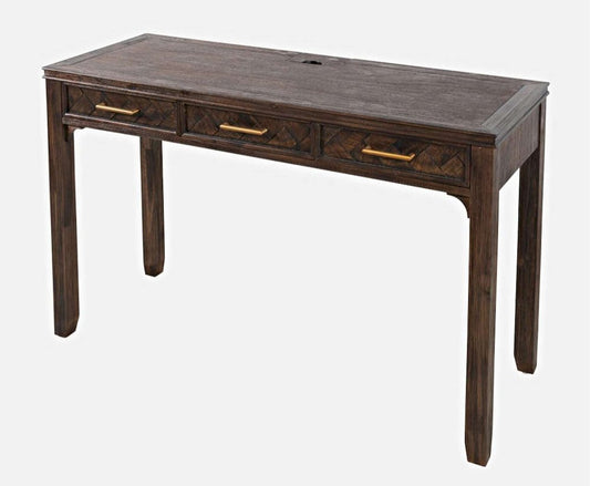 Jofran - Gramercy Chevron Three Drawer USB Charging Desk - Wire brushed Brown - 1756-48 view 2