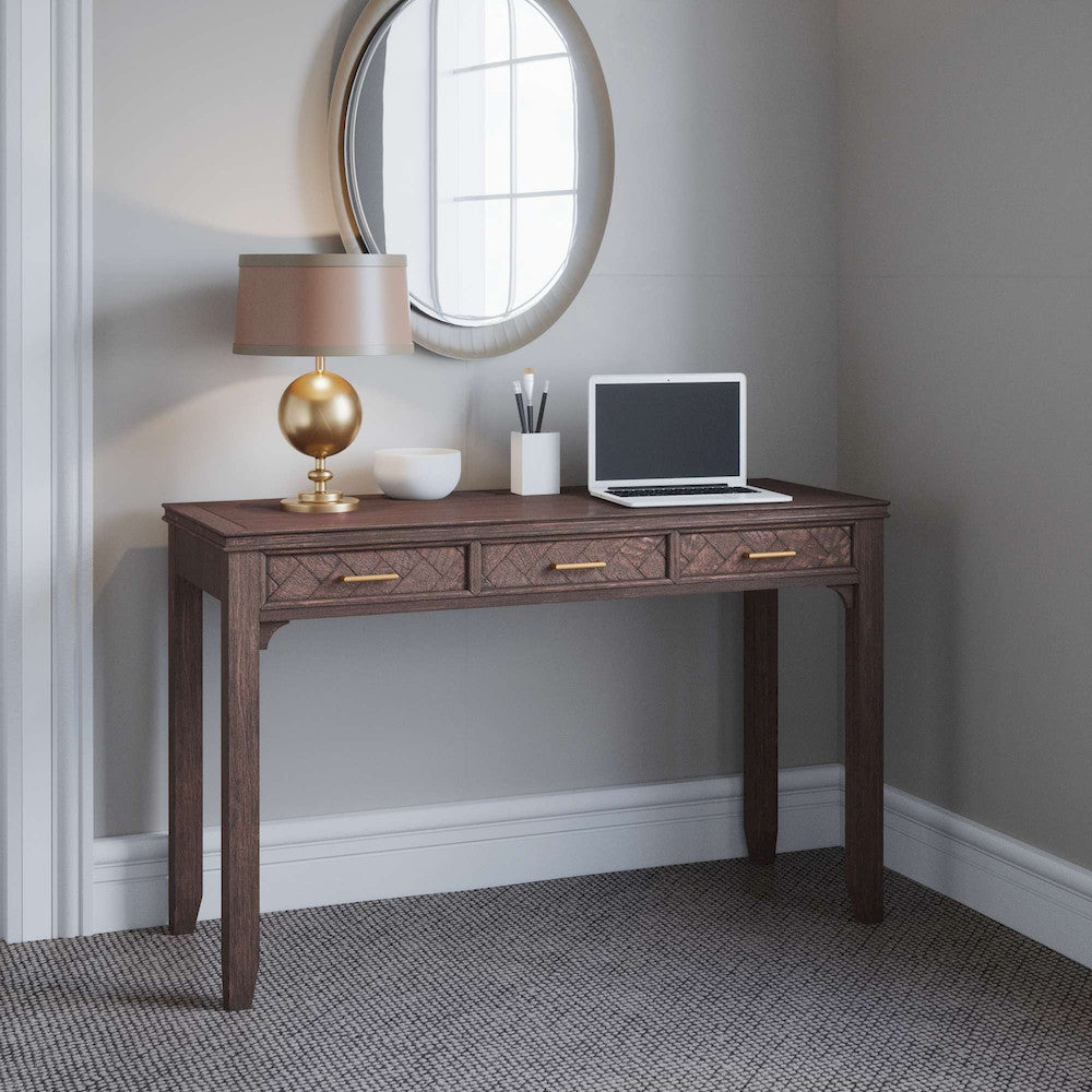 Jofran - Gramercy Chevron Three Drawer USB Charging Desk - Wire brushed Brown - 1756-48 view 12