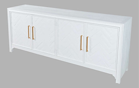 Jofran - Gramercy Mid-Century Modern Chevron Four Door 79in Accent Cabinet - Blanc White - 2056-79 view 2