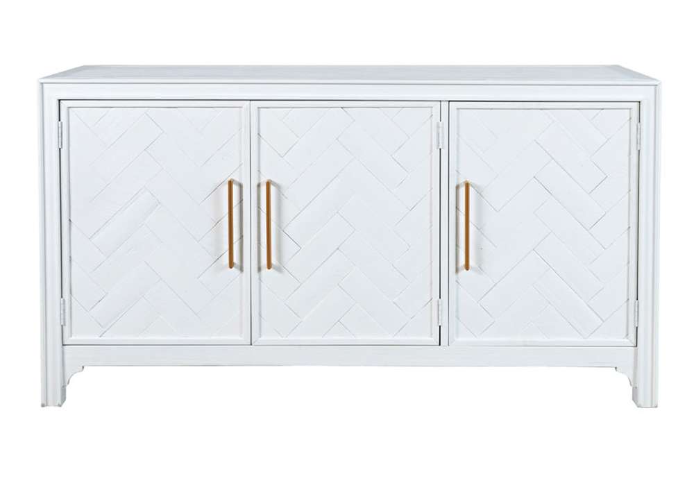 Jofran - Gramercy Mid-Century Modern Chevron Three Door 60in Accent Cabinet - Blanc White - 2056-60 veiw 1