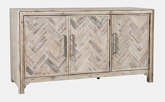 Jofran - Gramercy Mid-Century Modern Chevron Three Door 60in Accent Cabinet, Grey Wash - 2156-60 view 2