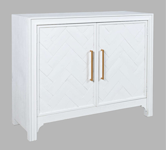 Jofran - Gramercy Mid-Century Modern Chevron Two Door Accent Chest - Blanc White - 2056-40 view 2