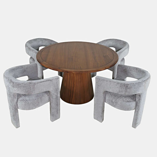 Jofran - Gwen Luxury Mid-Century Modern Five Piece Dining Set with Upholstered Chairs, Grey - 2271-NASHD-4GRY view 2