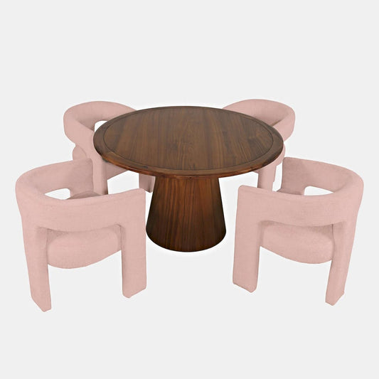 Jofran - Gwen Luxury Mid-Century Modern Five Piece Dining Set with Upholstered Chairs, Pink - 2271-NASHD-4PNK view 2