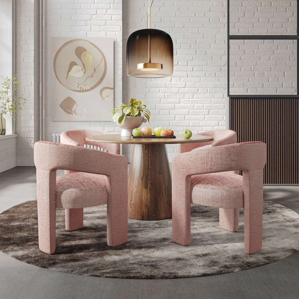Jofran - Gwen Luxury Mid-Century Modern Five Piece Dining Set with Upholstered Chairs, Pink - 2271-NASHD-4PNK view 12
