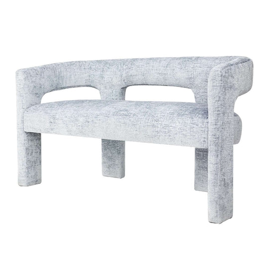 Jofran - Gwen Modern Luxury Jacquard Fabric Upholstered Sculpture Bench, Blue - 2271-GWENBNBLU view 2