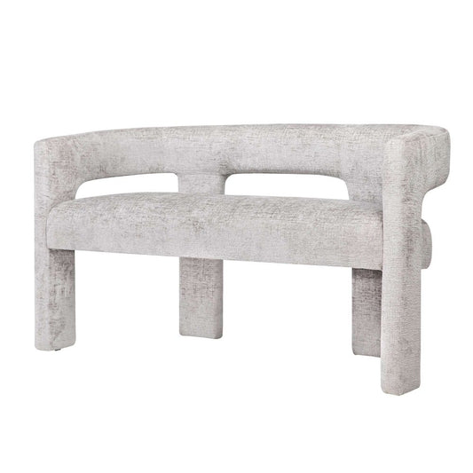 Jofran - Gwen Modern Luxury Jacquard Fabric Upholstered Sculpture Bench, Grey - 2271-GWENBNGRY view 2