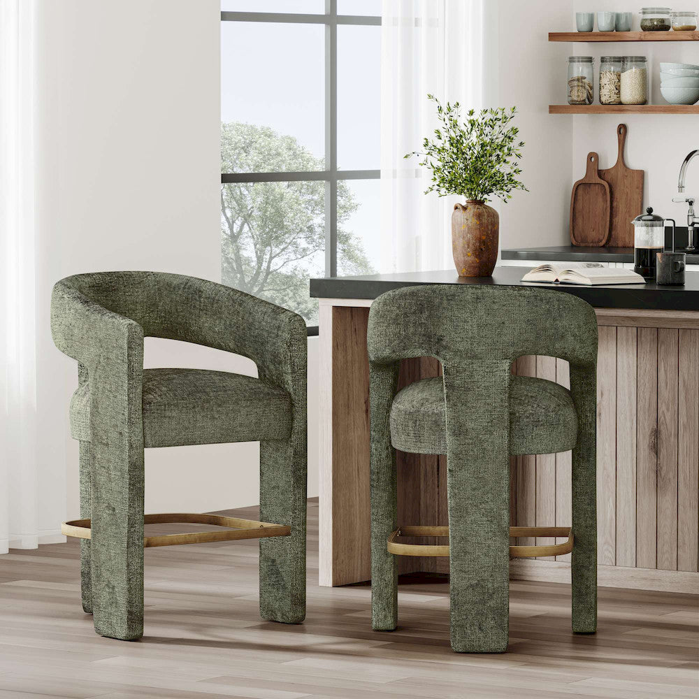 Jofran - Gwen Modern Luxury Jacquard Fabric Upholstered Sculpture Counter Stool - 2271-GWENSTFOR view 10