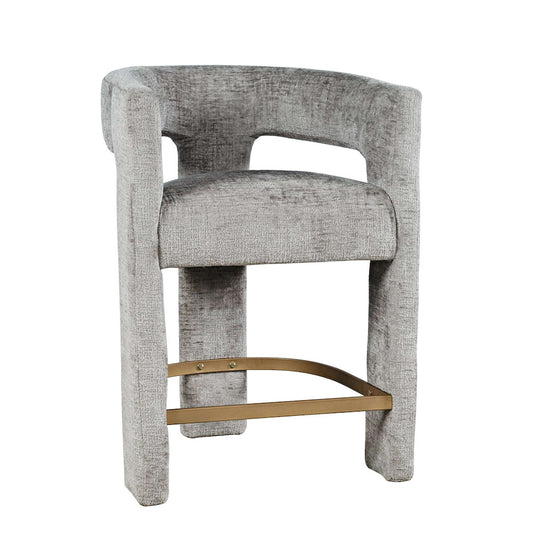 Jofran - Gwen Modern Luxury Jacquard Fabric Upholstered Sculpture Counter Stool - 2271-GWENSTGRY view 2