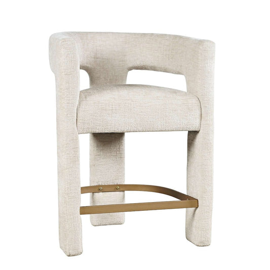 Jofran - Gwen Modern Luxury Jacquard Fabric Upholstered Sculpture Counter Stool - 2271-GWENSTNAT view 2