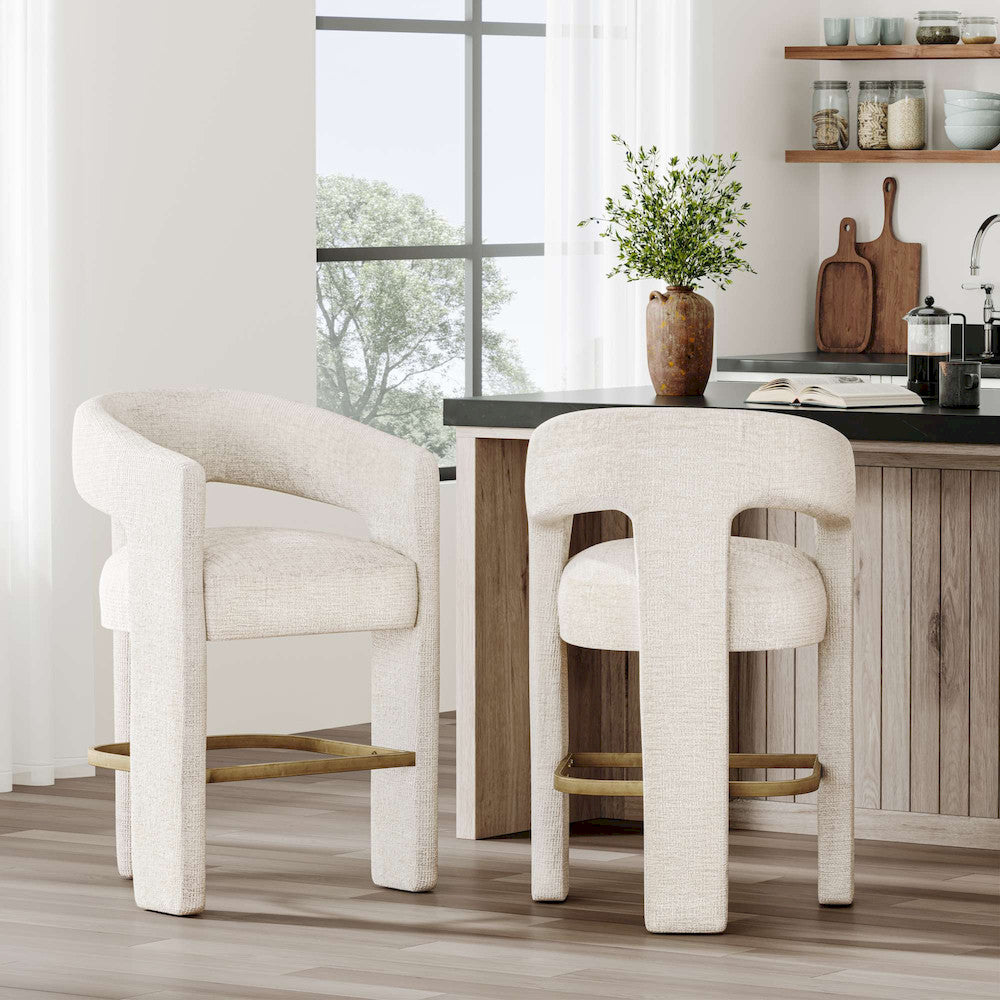 Jofran - Gwen Modern Luxury Jacquard Fabric Upholstered Sculpture Counter Stool - 2271-GWENSTNAT view 10