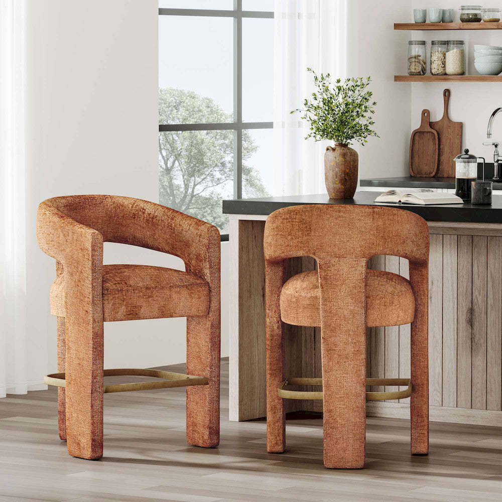 Jofran - Gwen Modern Luxury Jacquard Fabric Upholstered Sculpture Counter Stool - 2271-GWENSTRST view 10