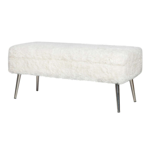 Jofran - Huggy Luxury Plush Faux Fur Upholstered Storage Bench, Natural - HUGGYKD-BN-NATURAL view 2