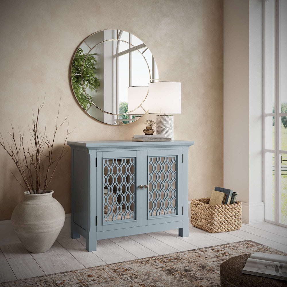 Jofran - Isabella 38in Luxury Mirrored Accent Storage Cabinet, Blue - 2252-38KD view 12