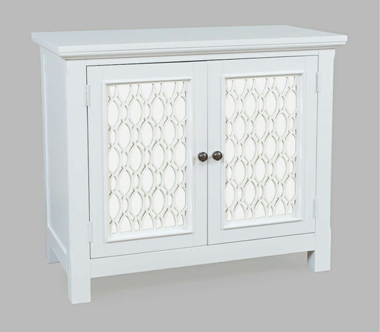 Jofran - Isabella 38in Luxury Mirrored Accent Storage Cabinet, White - 2251-38KD view 2