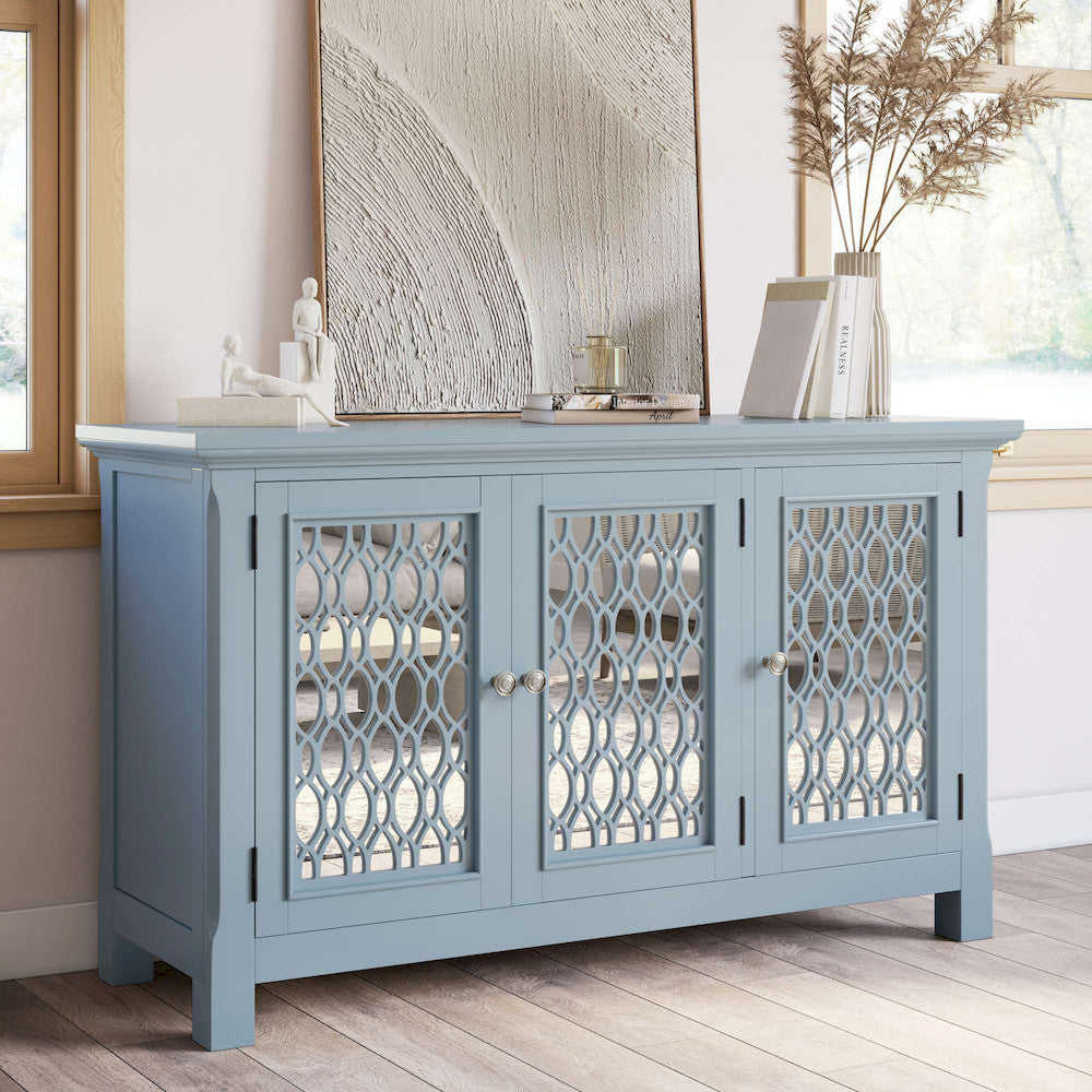 Jofran - Isabella 54in Luxury Mirrored Accent Storage Cabinet, Blue - 2252-54KD view 12