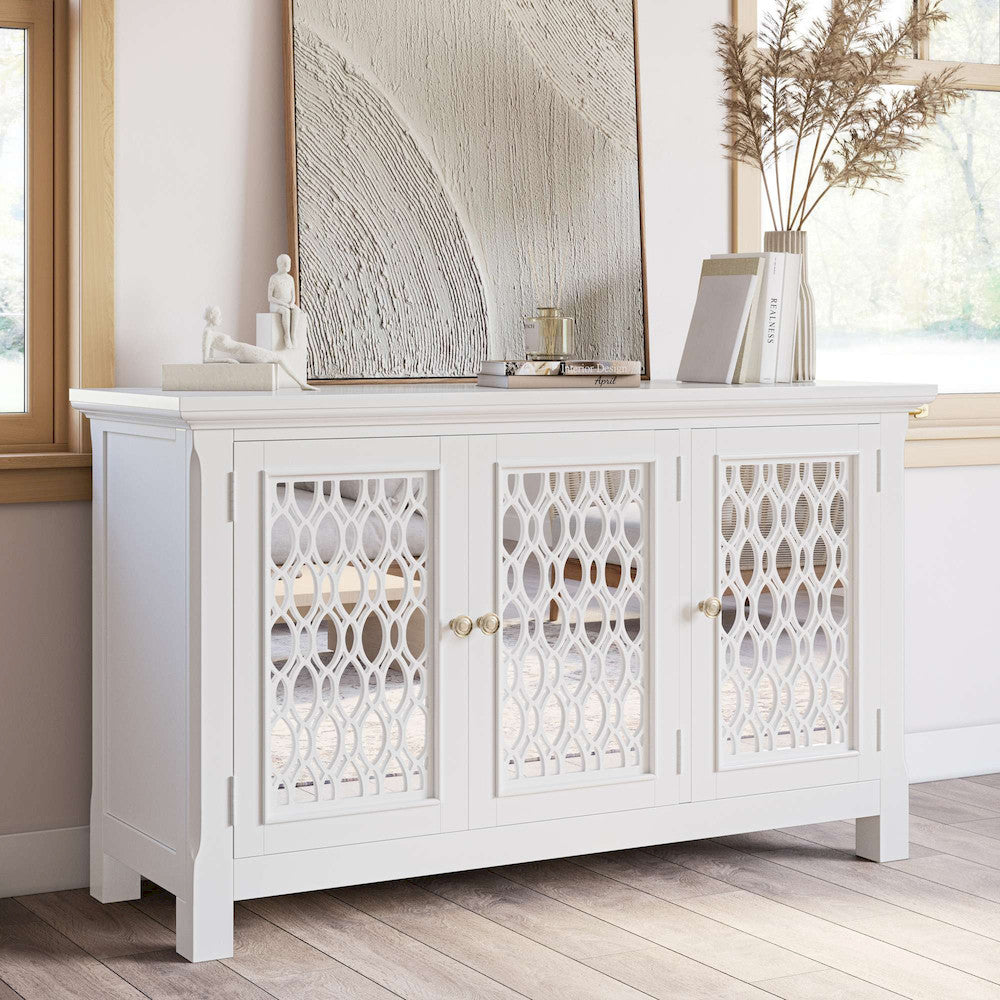 Jofran - Isabella 54in Luxury Mirrored Accent Storage Cabinet, White - 2251-54KD view 11