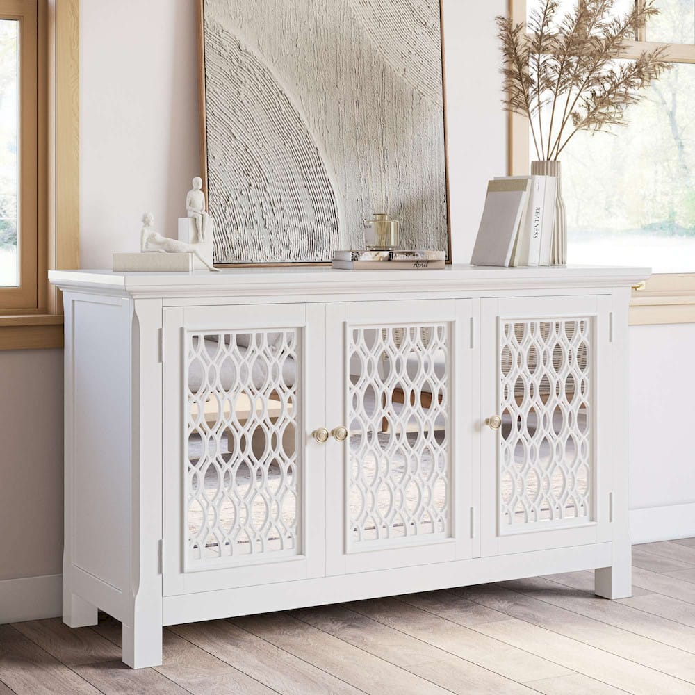 Jofran - Isabella 54in Luxury Mirrored Accent Storage Cabinet, White - 2251-54KD view 11