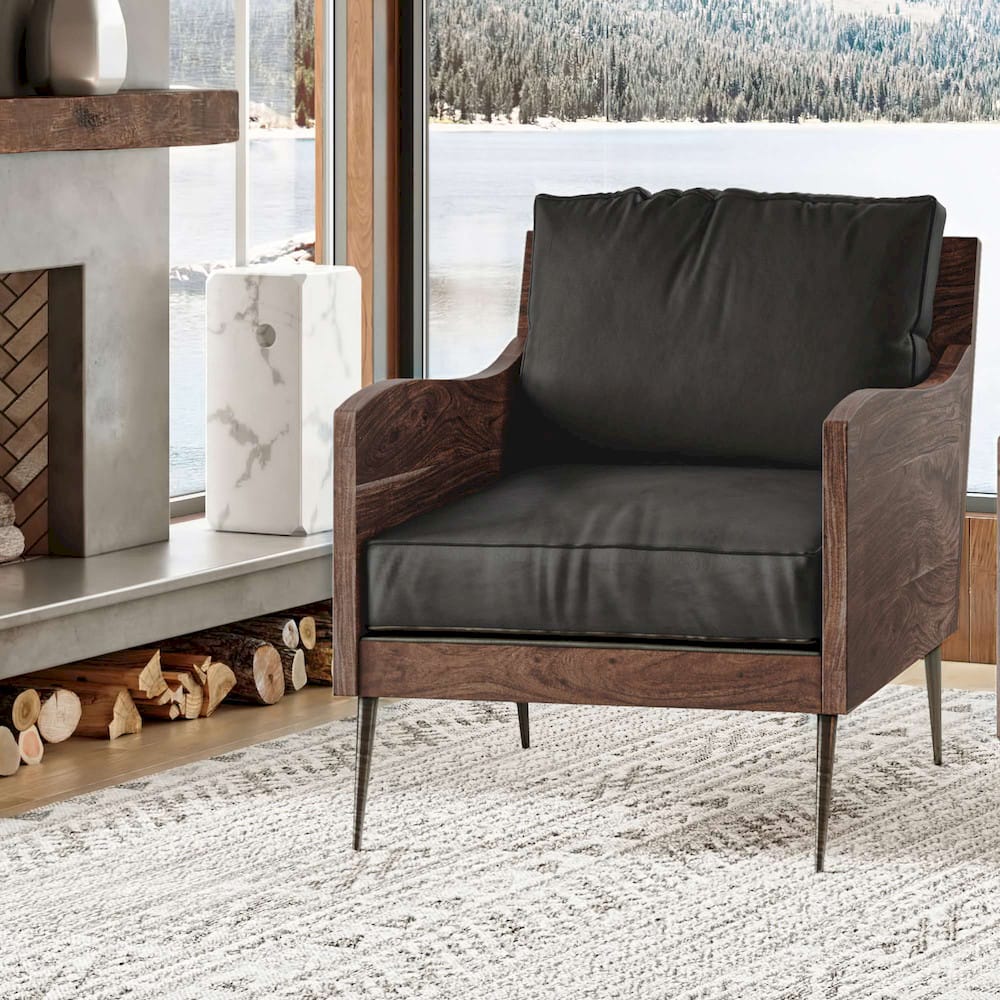 Jofran - Karma Genuine Leather Live Edge Accent Chair - Slate - KARMA-CH-SLATE view 14