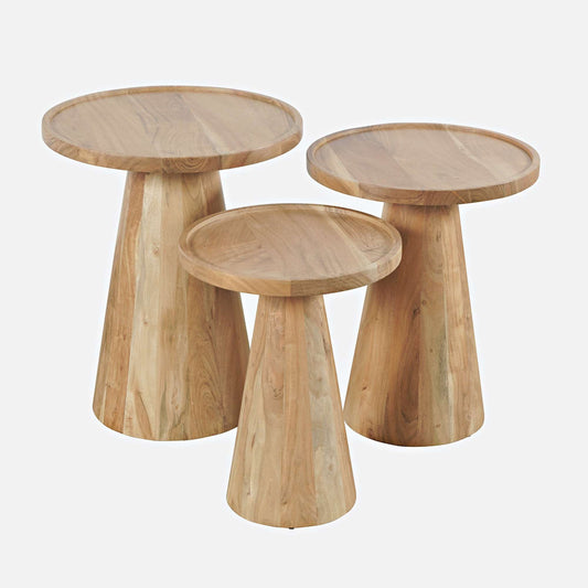 Jofran - Knox Mid-Century Modern Solid Hardwood Round Accent Tables (Set of 3) Natural - 2330-KNOXNAT view 2