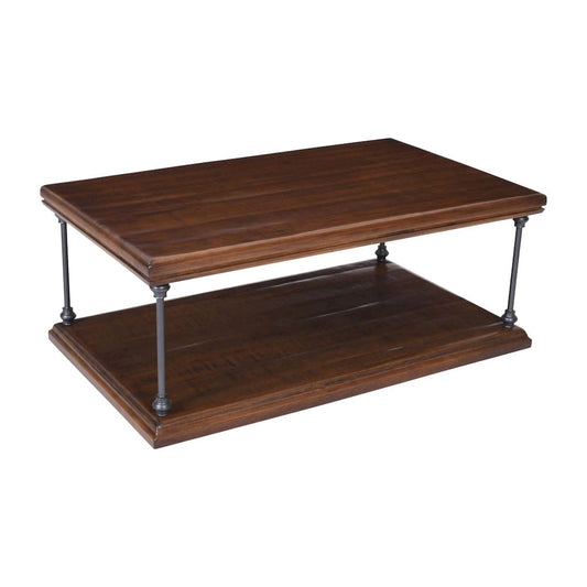 Jofran - Larson Modern Industrial 50in Solid Wood Coffee Table with Storage, Distressed Brown - 2222-1 view 2