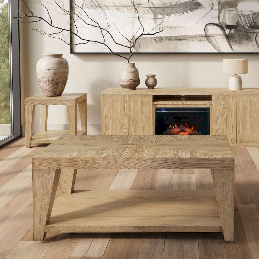 Jofran - Laurel Creek Modern Contemporary 50in Coffee Table with Storage Shelf and Hidden Casters in Natural - 2460-1 view 10