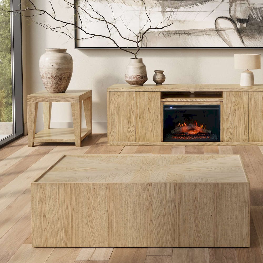 Jofran - Laurel Creek Modern Contemporary 52in Block Coffee Table with Hidden Casters in Natural - 2460-5 view 10