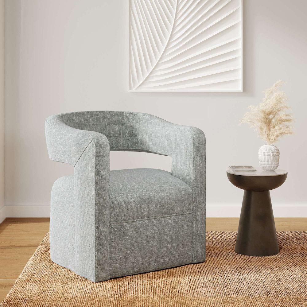 Jofran - Lexy Modern Sculpted Curved Upholstered Swivel Accent Chair, Spa - LEXY-SW-SPA view 8