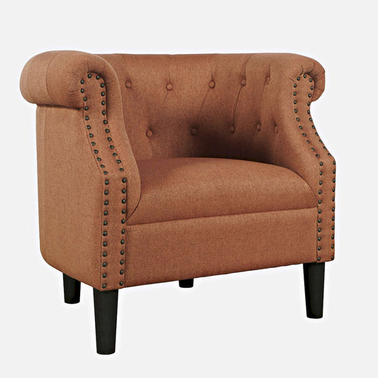 Jofran - Lily Transitional Contemporary Upholstered Barrel Curved Back Accent Chair with Nailhead Trim, Spice - LILY-CH-SPICE view 2