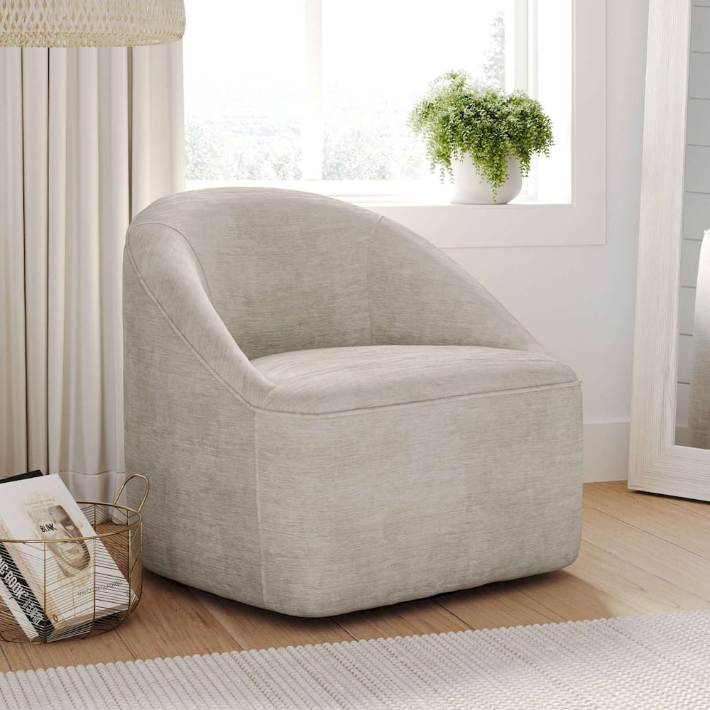 Jofran - Lulu Mid-Century Modern Upholstered Casual Swivel Accent Chair in Taupe - LULU2-SW-TAUPE view 11