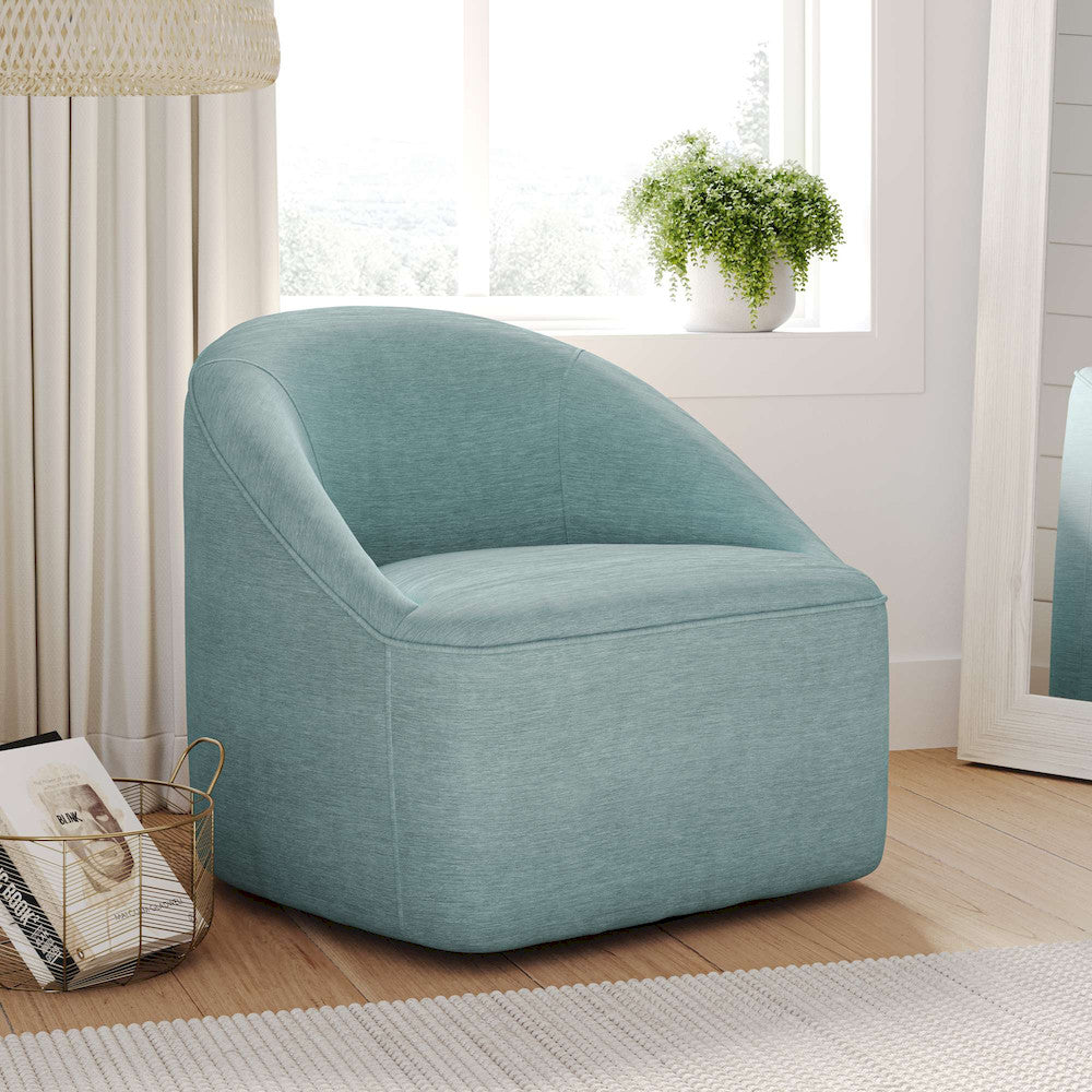 Jofran - Lulu Mid-Century Modern Upholstered Casual Swivel Accent Chair in Teal - LULU2-SW-TEAL view 11