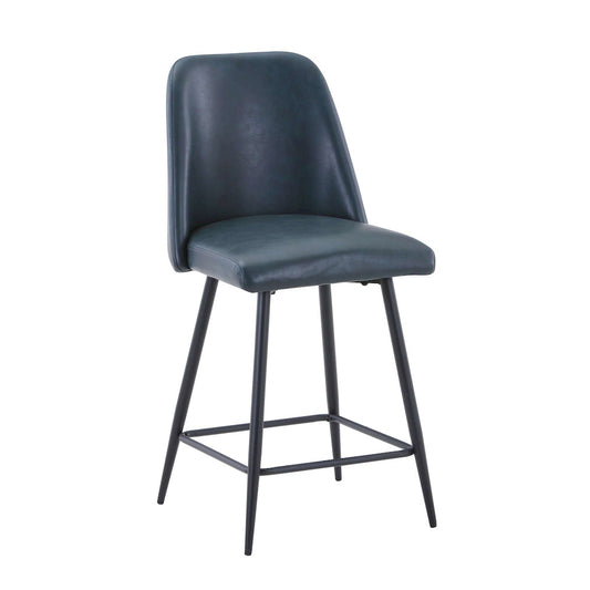 Jofran - Maddox Mid-Century Modern Faux Leather Upholstered Counter Height Barstool (Set of 2) Blueberry - 2271-MADDOXSTBLB view 2