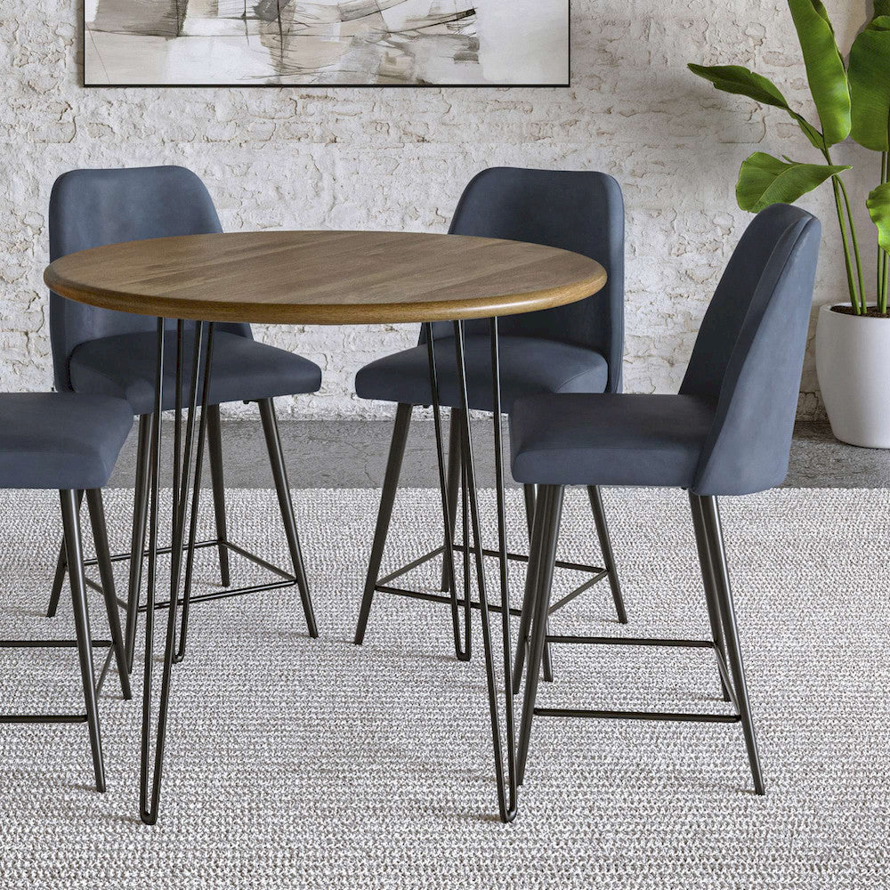 Jofran - Maddox Mid-Century Modern Faux Leather Upholstered Counter Height Barstool (Set of 2) Blueberry - 2271-MADDOXSTBLB view 8